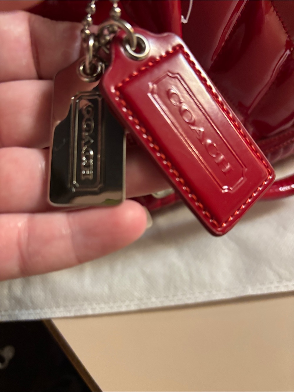 Coach Poppy Red Quilted Liquid Gloss Satchel. - Picture 2 of 16